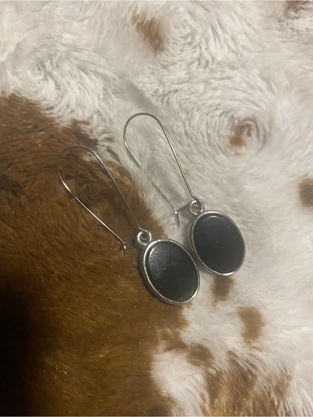 Sterling Silver Black Oval Drop Earrings - Classic Women Jewelry